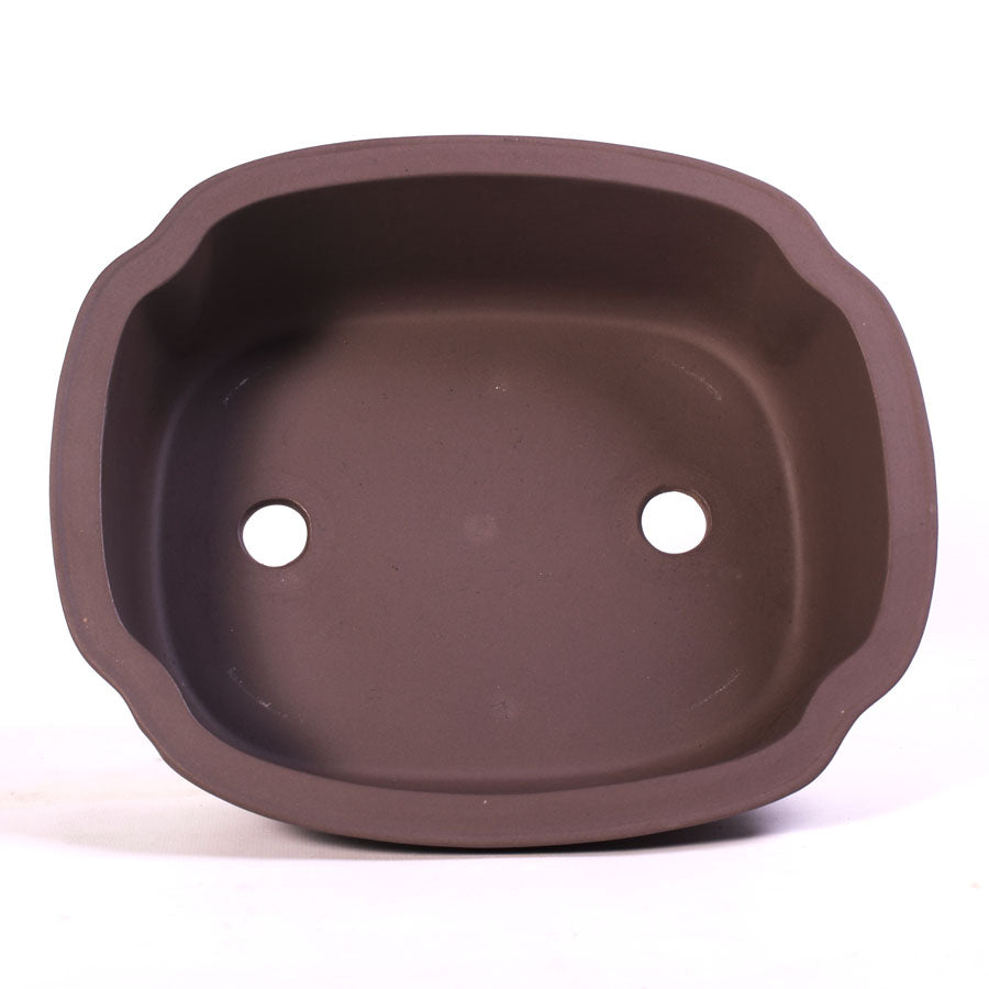 Rechteckige Bonsaischale mit gefalteten Ecken, unglasiert braun, 20,5 cm