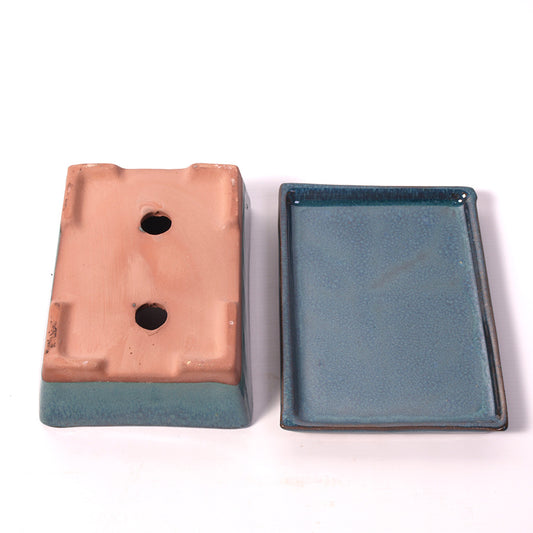 Ensemble de pots rectangulaires bleu/vert 30 cm