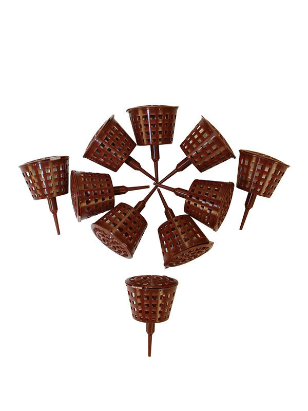 Paniers à engrais pour bonsaï sur tige avec couvercle, petit 3,8 cm - (10 pièces)