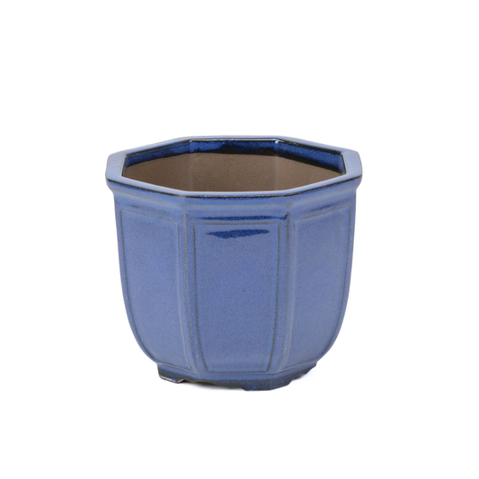 Pot à bonsaï octogonal cascade bleu 14 cm