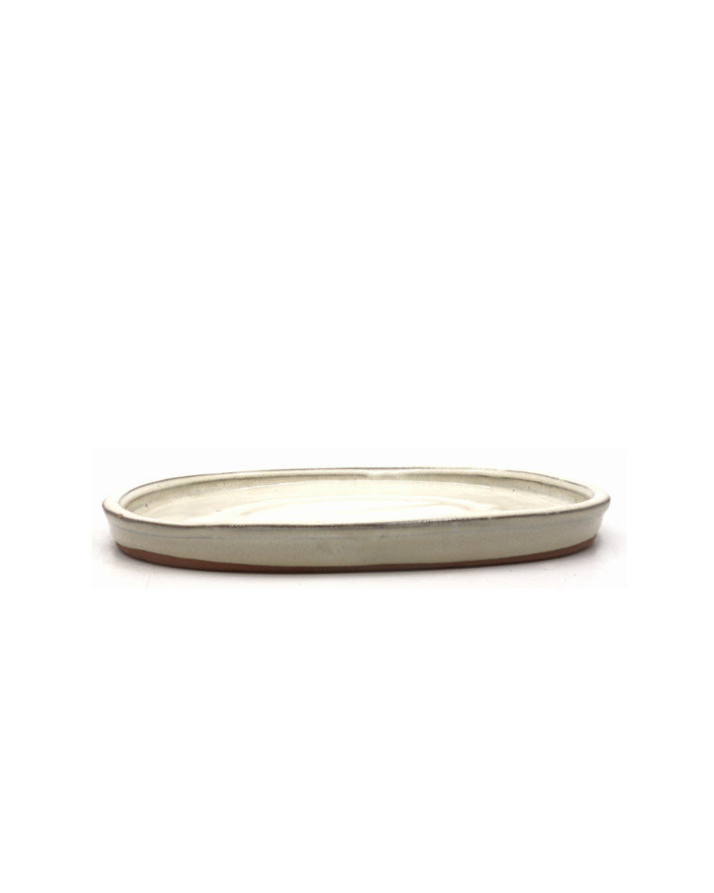 soucoupe ovale pour bonsaï, couleur crème, 27 cm