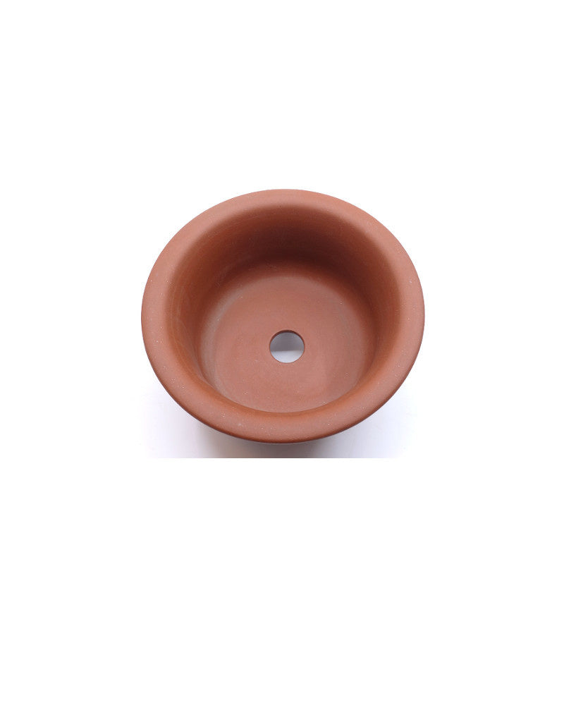 Pot à bonsaï Yixing semi-cascade non émaillé, rond 14 cm, hauteur 8 cm