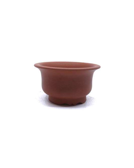 Pot à bonsaï Yixing semi-cascade non émaillé, rond 14 cm, hauteur 8 cm