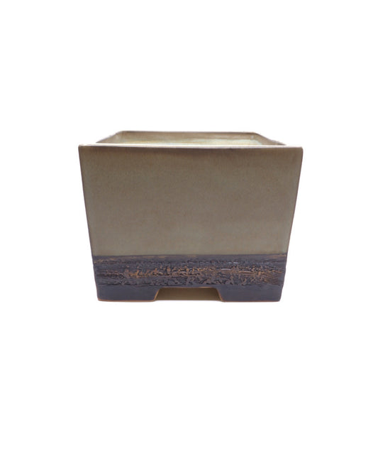 Bonsai pot beige grijs vierkant semi-cascade 21cm