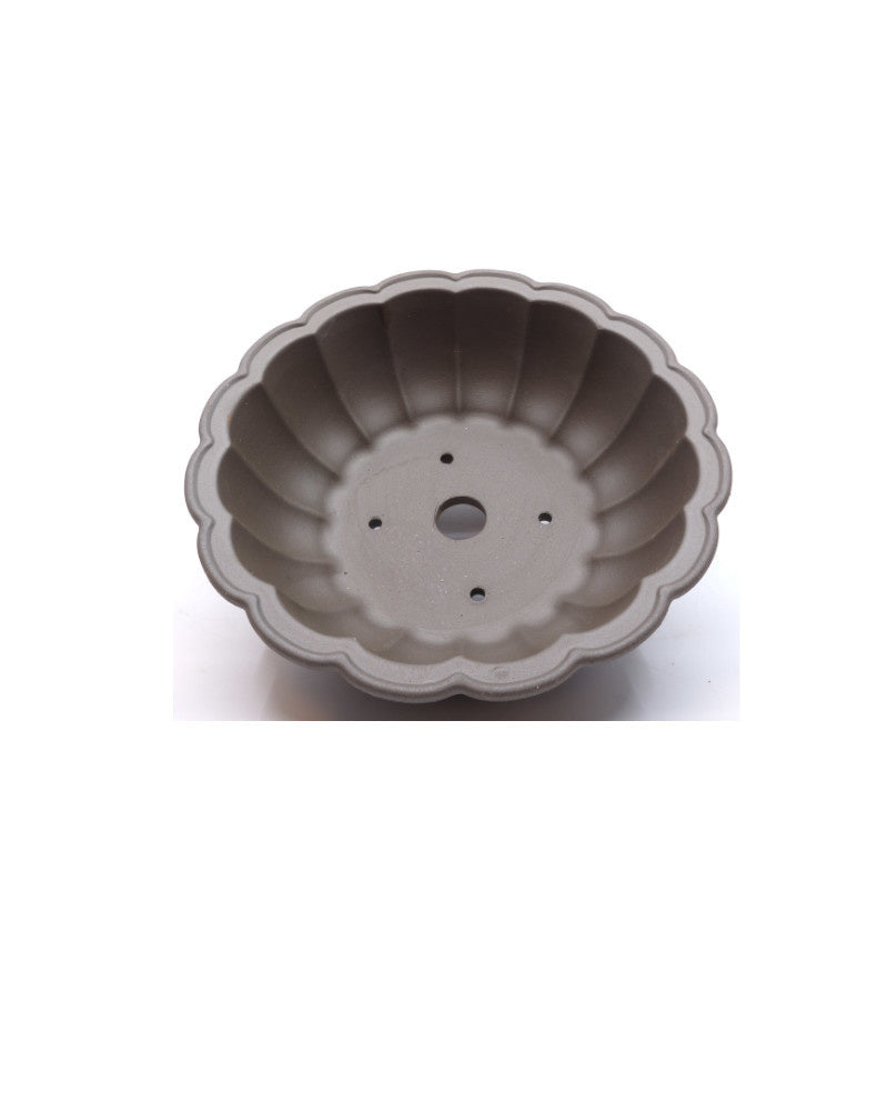 Pot à bonsaï rond en forme de lotus non émaillé, 18 cm