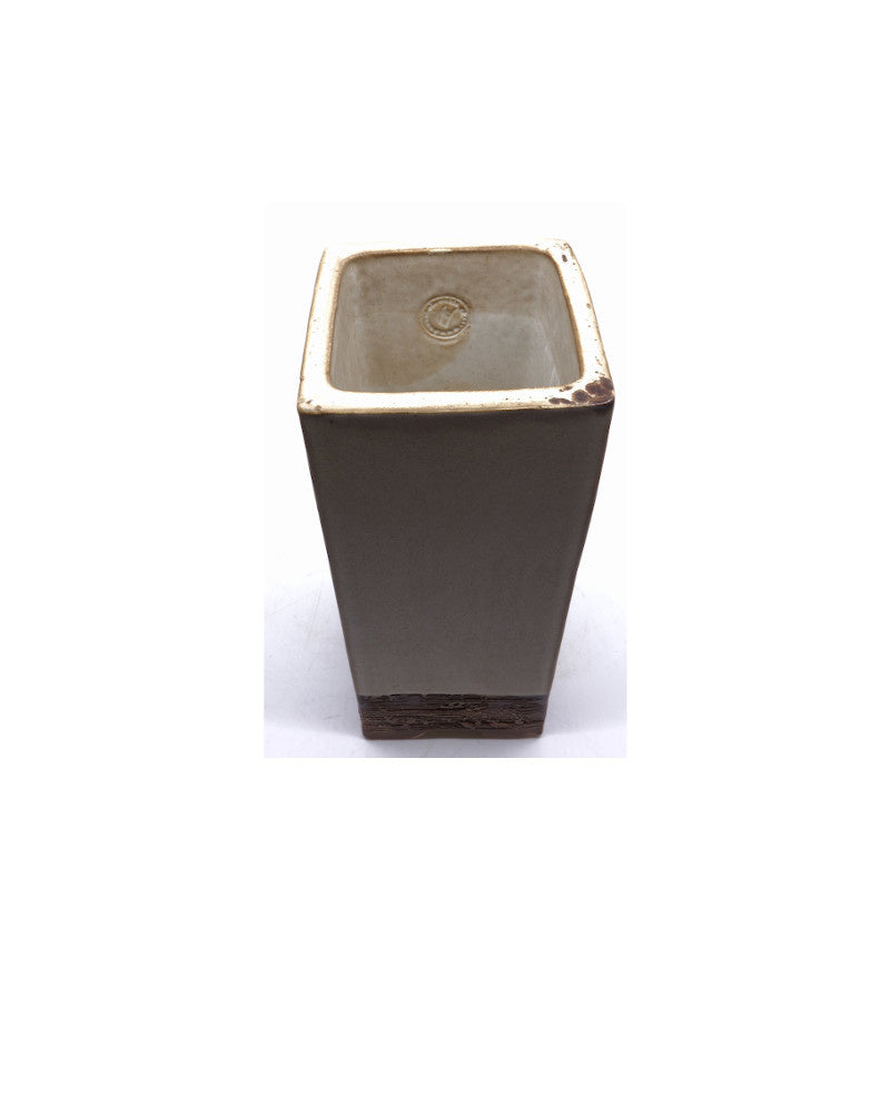 Pot à bonsaï cascade carré crème 11 cm, hauteur 22 cm