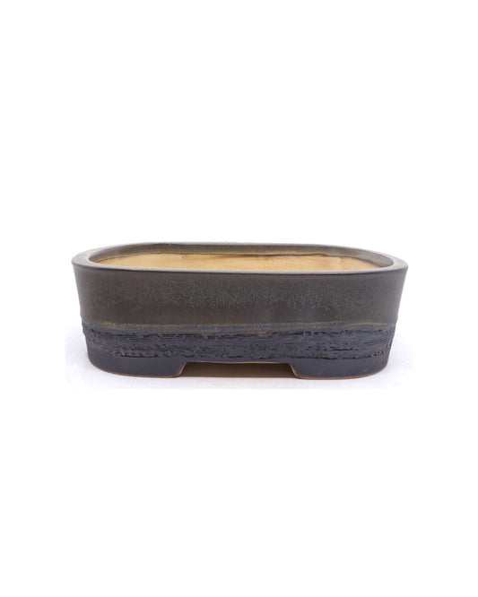 Bonsai pot bruin grijs matte rechthoekig met ronde hoeken 26cm