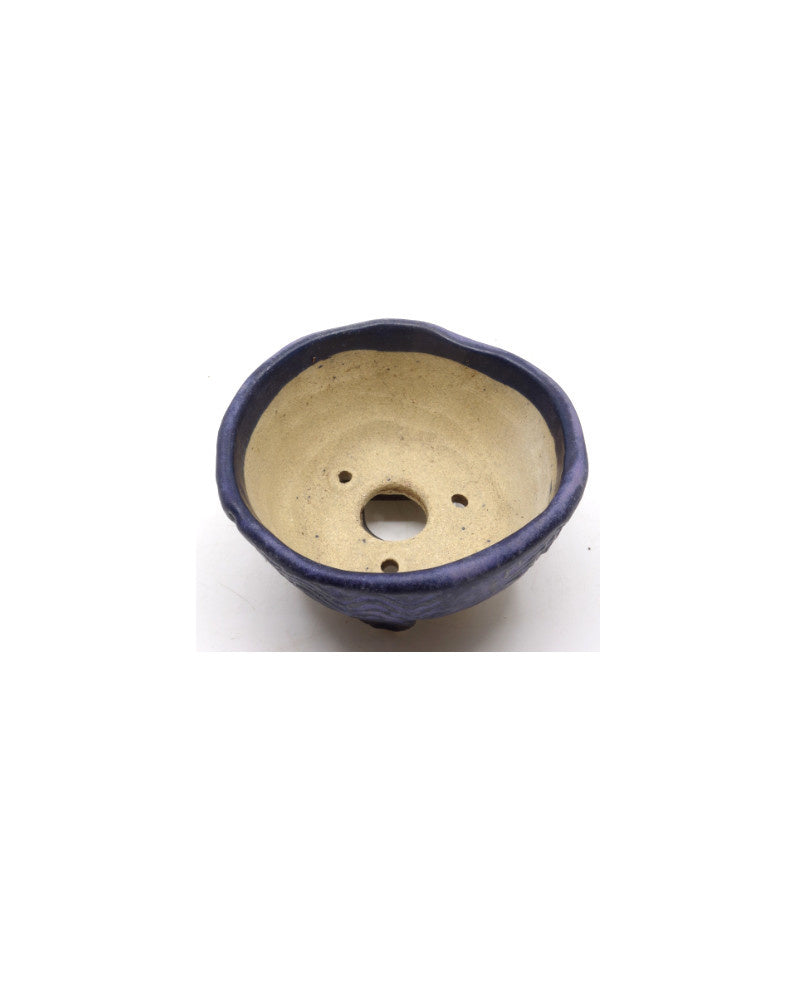 Shohin Bonsai pot Walsall geglazuurd blauw rond 9cm