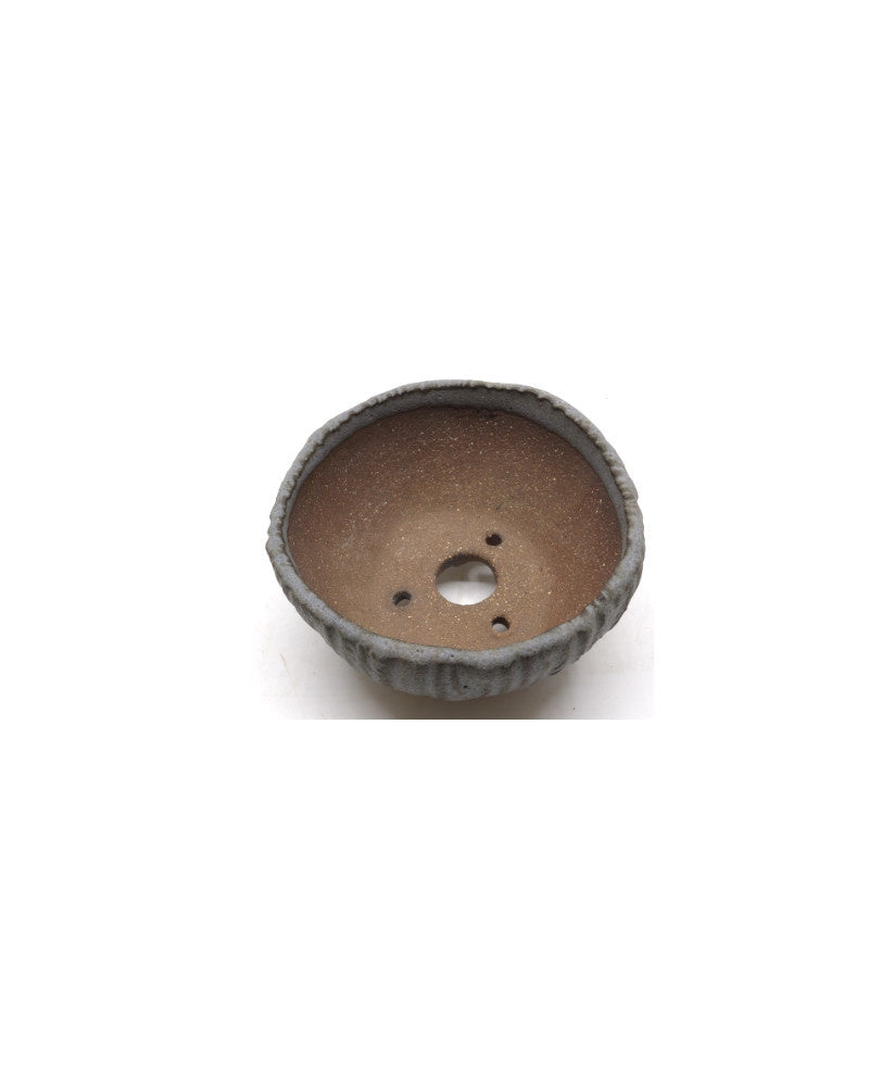 Pot à bonsaï Shohin Walsall, rond, émaillé gris-bleu, 10 cm