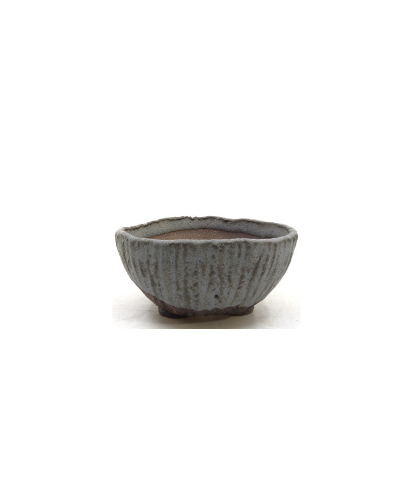 Pot à bonsaï Shohin Walsall, rond, émaillé gris-bleu, 10 cm