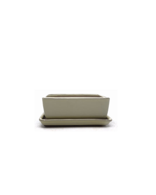 Bonsai pot creme rechthoekig 12cm - set