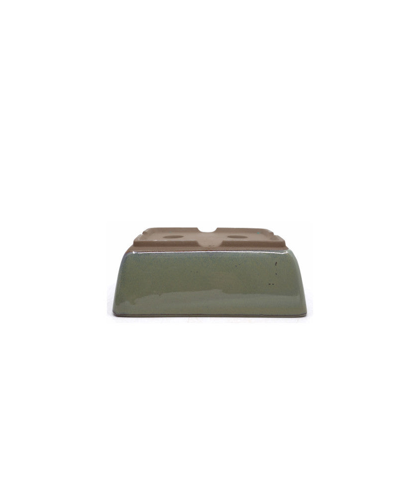 Pot à bonsaï rectangulaire vert beige 12 cm - lot