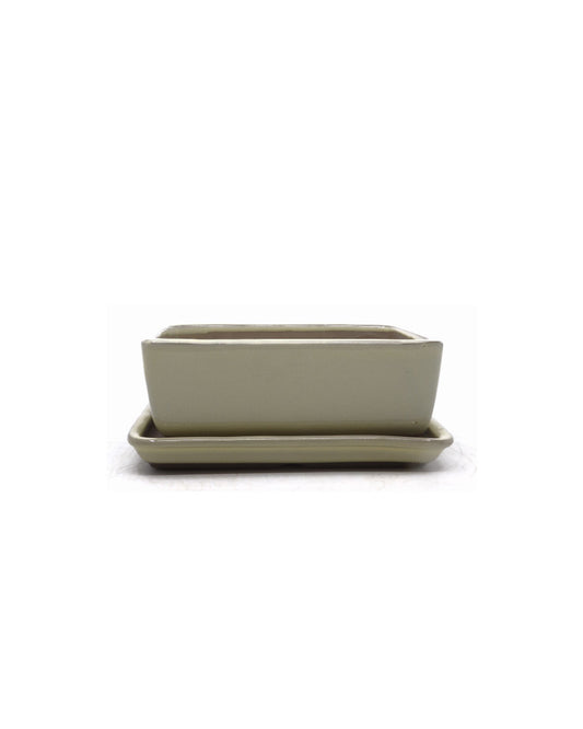 Bonsai pot creme rechthoekig 16cm - set