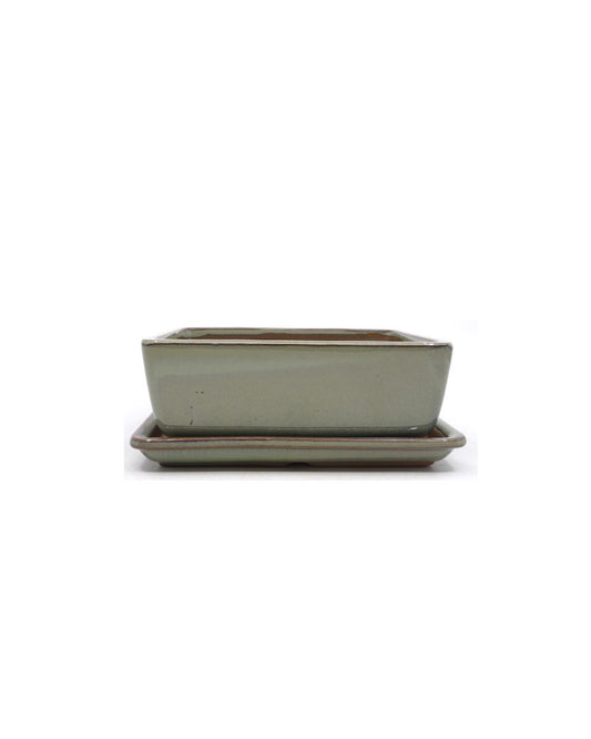 Bonsai pot groen beige rechthoekig 16cm - set 