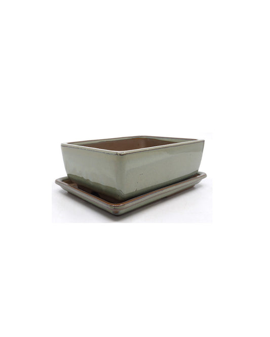 Bonsai pot groen beige rechthoekig 16cm - set 