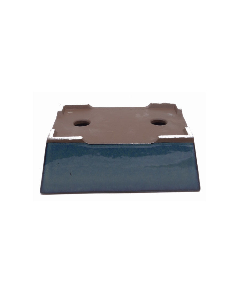 Pot à bonsaï rectangulaire vert et bleu 22 cm