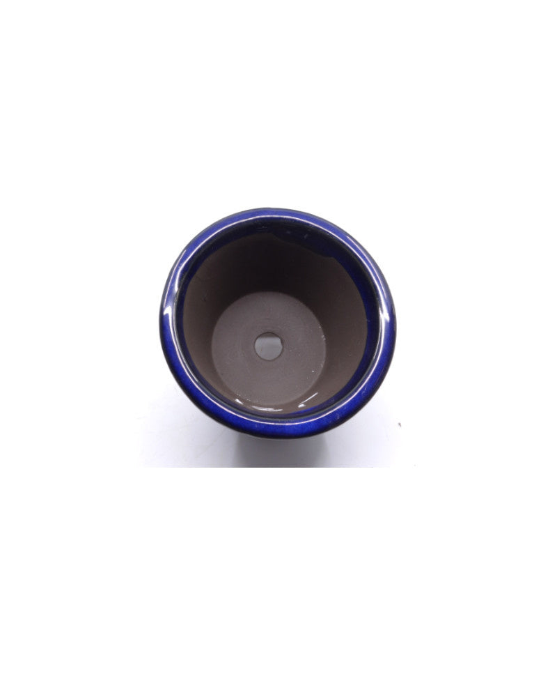 Pot à bonsaï semi-cascade rond bleu foncé 12 cm