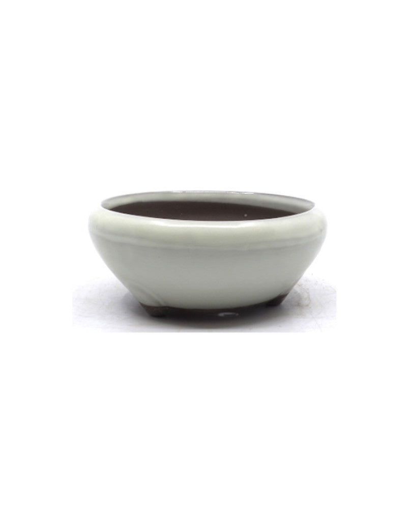 Pot à bonsaï rond crème 19 cm