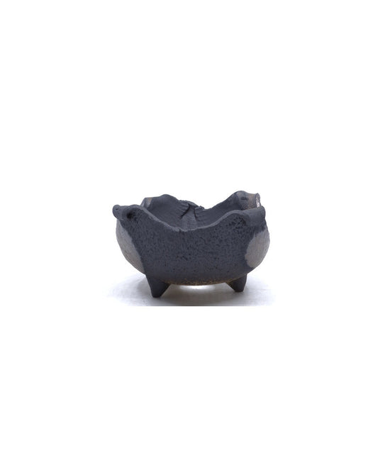 Shohin Bonsai pot handgemaakt bruin met brons accent 12cm