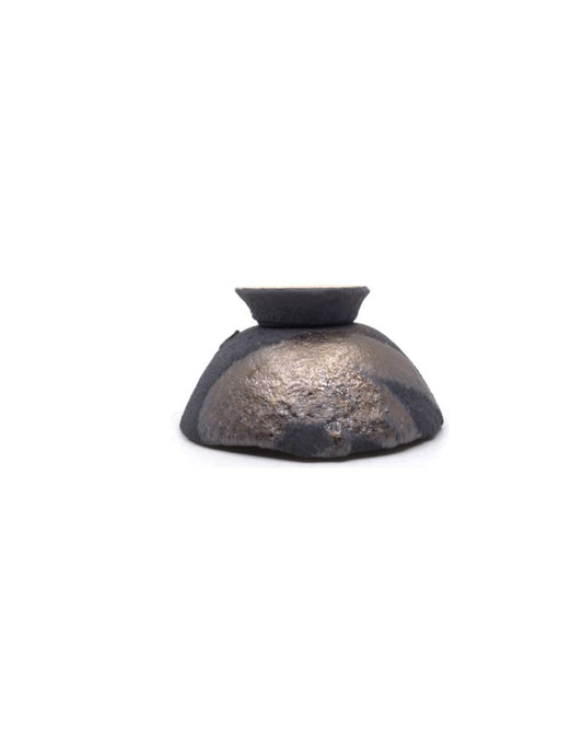 Shohin Bonsai pot handgemaakt bruin met brons accent 13cm