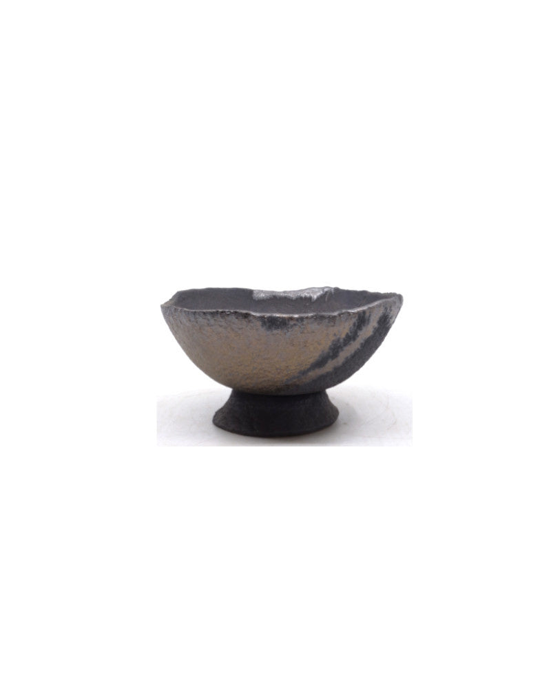Pot à bonsaï Shohin fait main, marron avec accents bronze, 13 cm