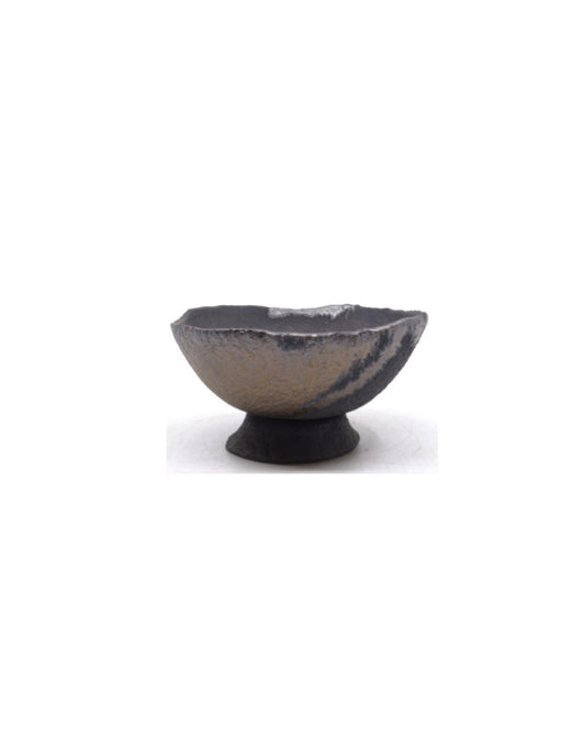Pot à bonsaï Shohin fait main, marron avec accents bronze, 13 cm