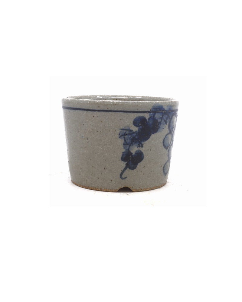 Pot à bonsaï Shohin, motif raisins peints à la main, rond, 9 cm
