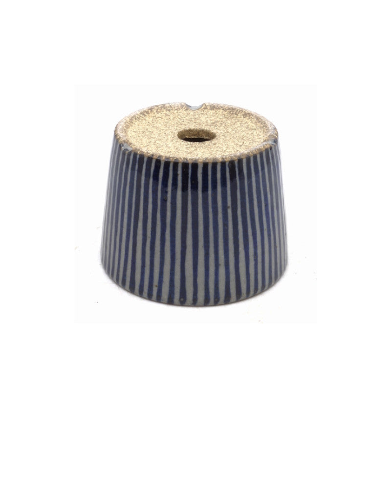 Pot à bonsaï Shohin à rayures bleues peintes à la main, rond, 9 cm