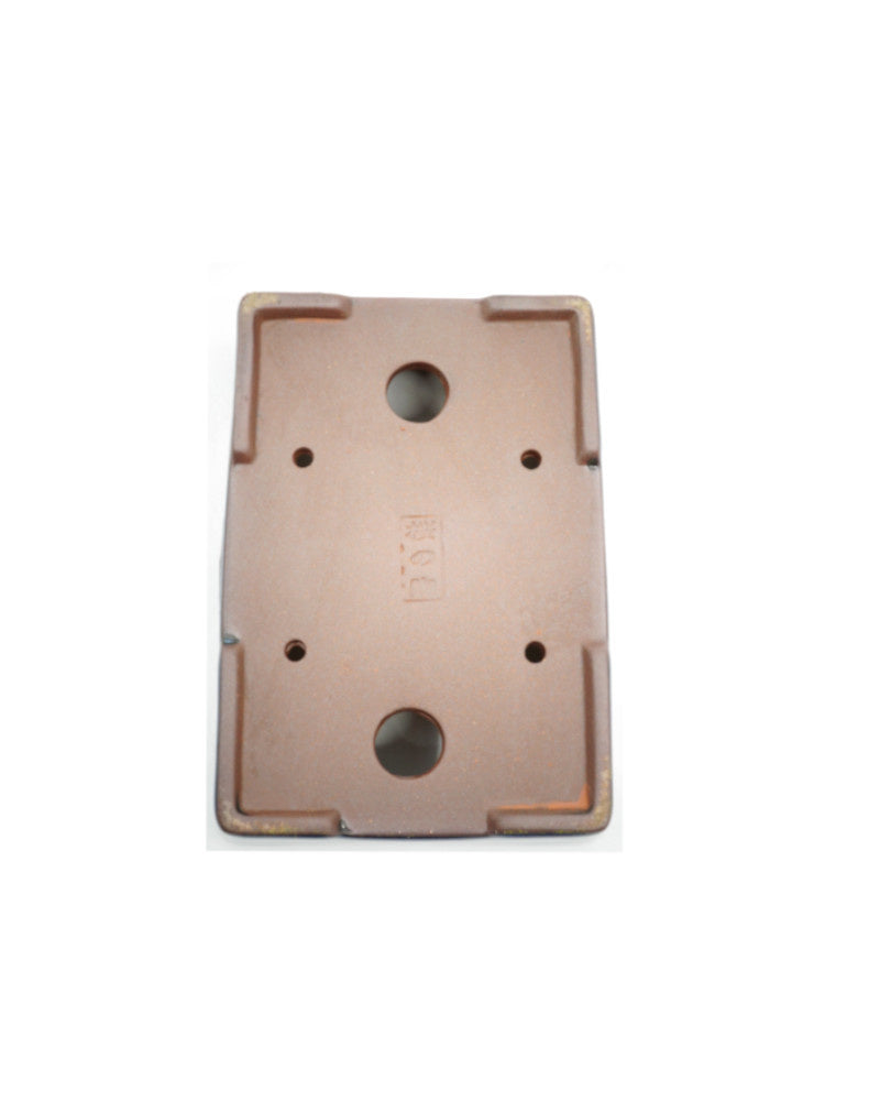 Pot à bonsaï bleu rectangulaire avec accent rouge, 15 cm