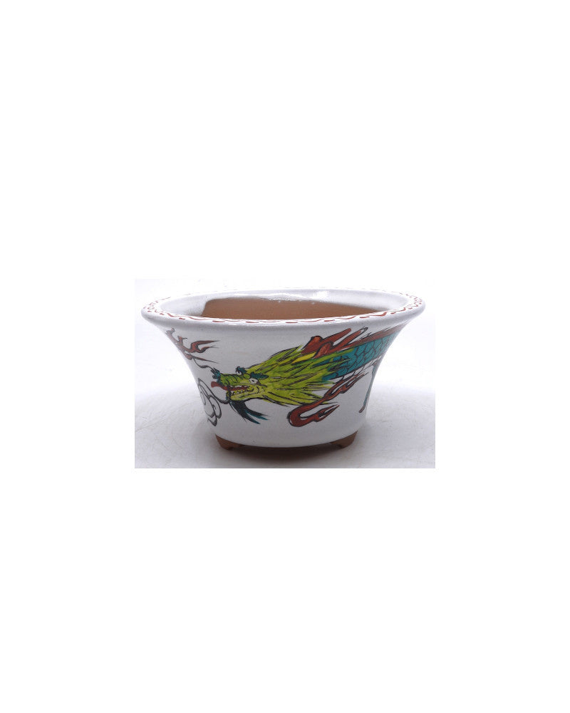 Bonsai pot handgeschilderde draak rond 15cm