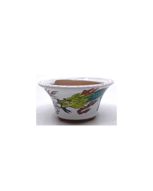 Bonsai pot handgeschilderde draak rond 15cm