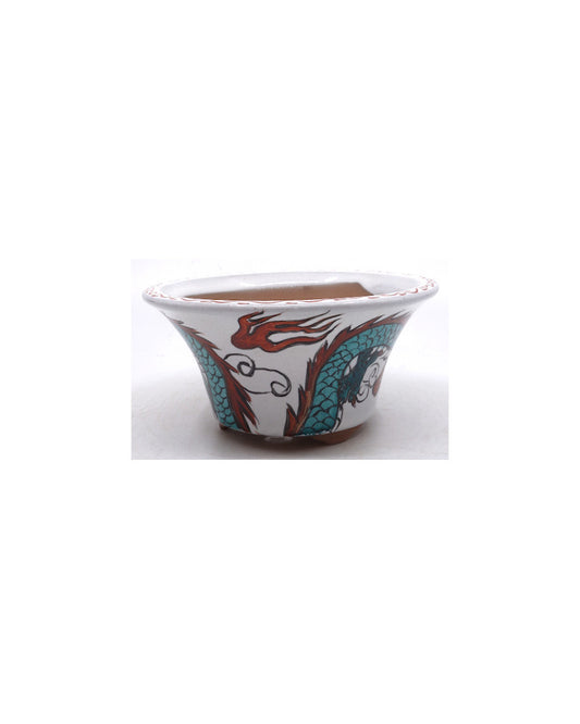 Bonsai pot handgeschilderde draak rond 15cm