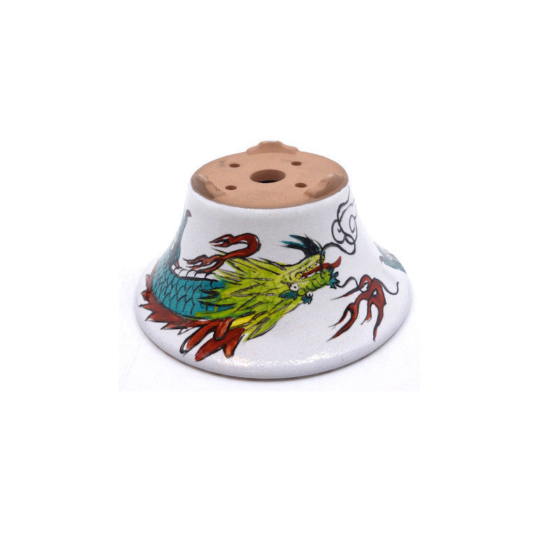 Pot à bonsaï rond de 15 cm, décoré d'un dragon peint à la main.