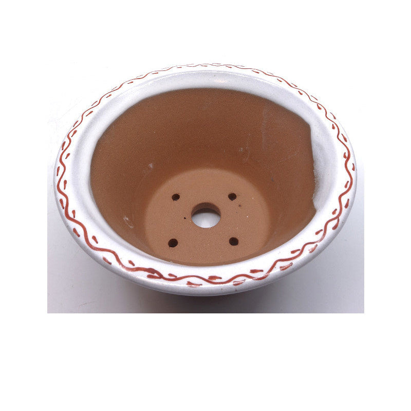 Pot à bonsaï rond de 15 cm, décoré d'un dragon peint à la main.