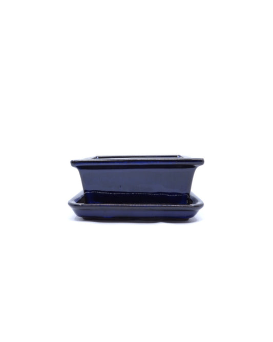 Bonsai pot blauw rechthoekig 13cm - set