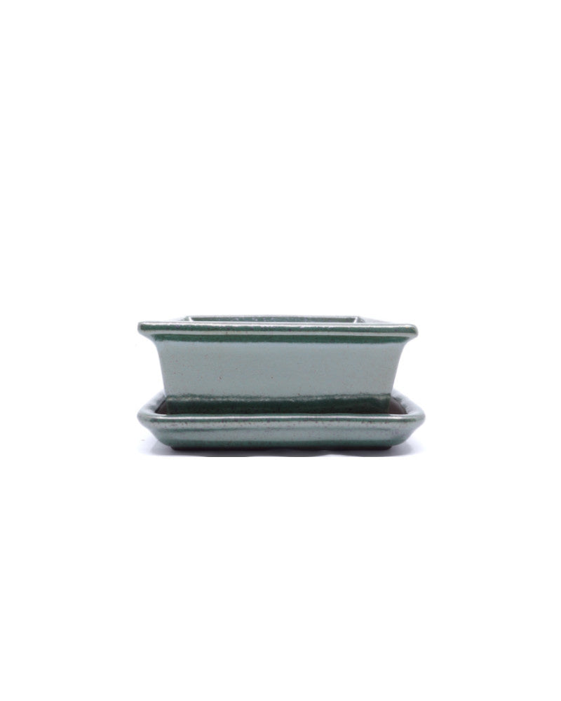 Bonsai pot groen rechthoekig 13cm - set