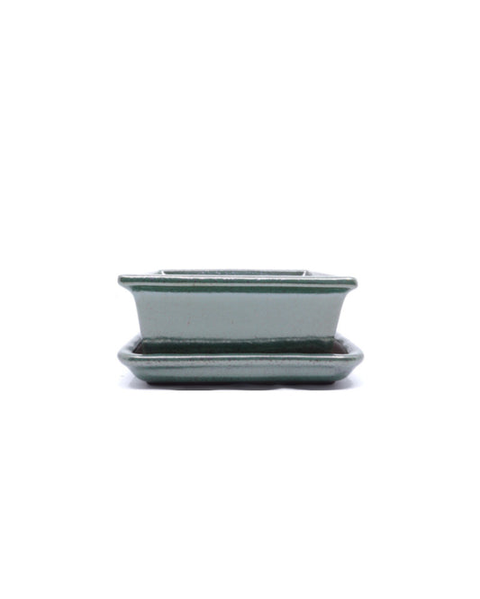 Bonsai pot groen rechthoekig 13cm - set