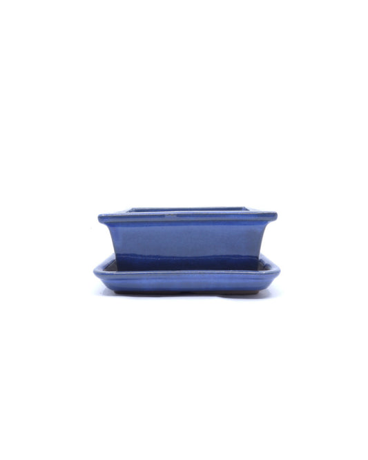 Bonsai pot licht blauw rechthoekig 13cm - set