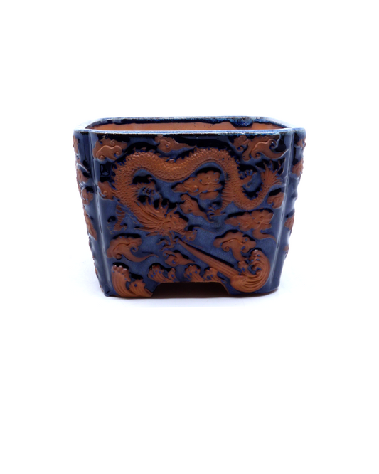 Bonsai pot blauw draak vierkant 21cm