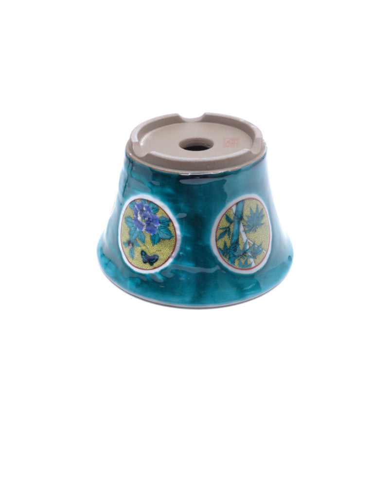 Pot à bonsaï Kutani yaki 'Matsutake Ume' pot vert peint à la main 12cm