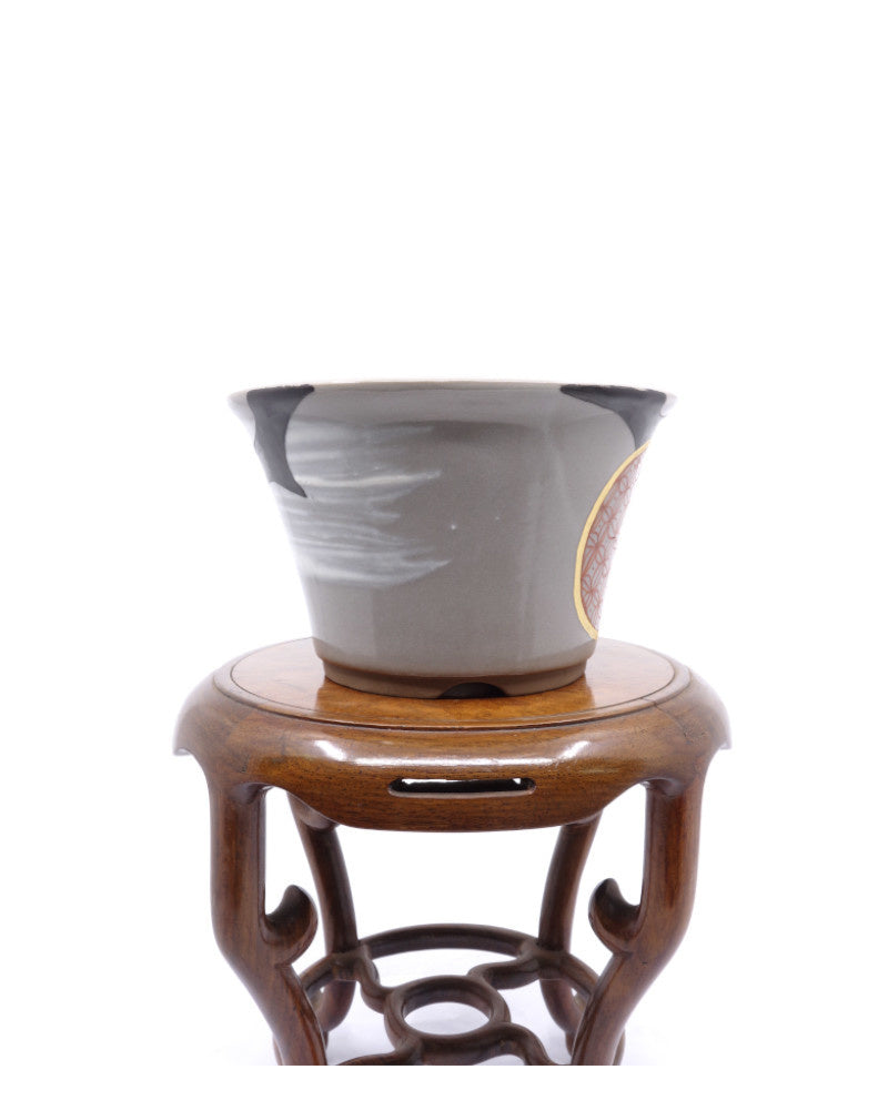 Pot à bonsaï Kutani yaki 'Hanakago' pot multicolore peint à la main 12cm