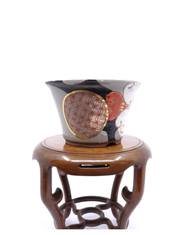 Pot à bonsaï Kutani yaki 'Hanakago' pot multicolore peint à la main 12cm