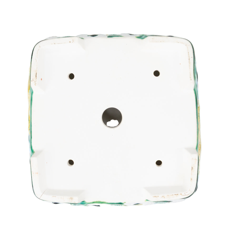 Pot Bonsai Yixing vert dragon carré 21 cm