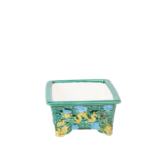 Bonsai Yixing pot groen draak rechthoek 26cm
