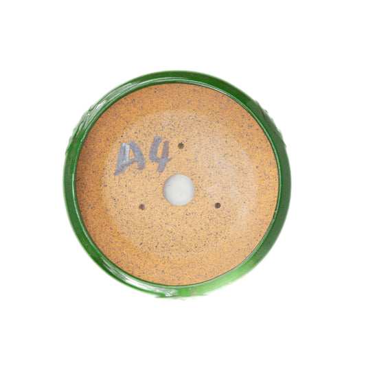 Pot Yixing pour bonsaï vert foncé rond 18 cm