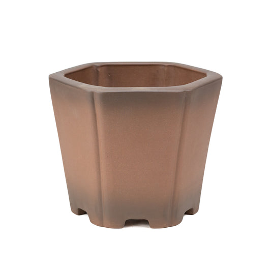 Pot Yixing pour bonsaï non émaillé hexagonal cascade 22 cm, hauteur 19 cm
