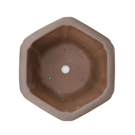 Bonsai Yixing pot ongeglazuurd zeshoek cascade 22 cm, hoogte 19cm