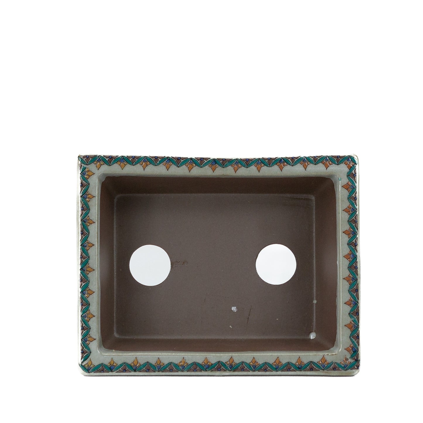 Pot à bonsaï Kutani yaki 'Ishidatami' rectangulaire multicolore 13cm