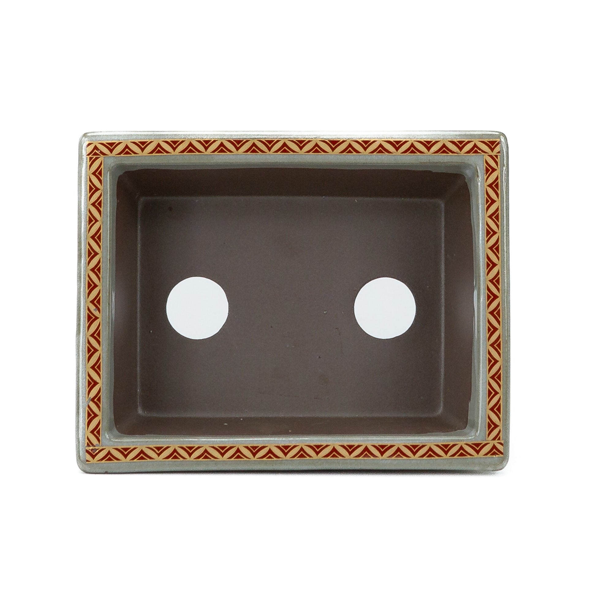 Pot à bonsaï Kutani yaki 'Shiro-tsubu tetsusen' rectangulaire doré 13cm