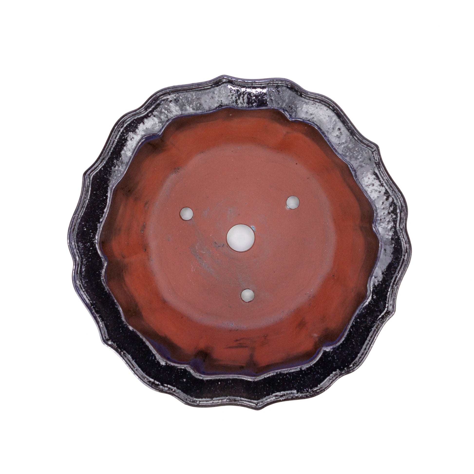 Pot à bonsaï chrysanthèmes rond bleu noir 30 cm